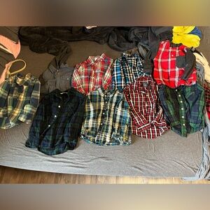 9 Long Sleeve Button Up Flannels. Size 3T